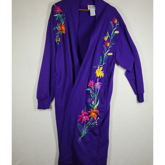 Vintage Lacy Afternoon Overcoat L Embellished Robe Lace Art To Wear Grandma - Picture 8 of 16